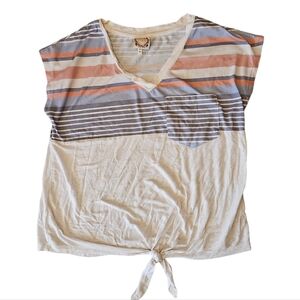 Striped Casual Tie-Front Top
